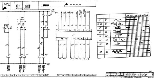 Схема електрична токарного автомата 1Б240 Схема електрична токарного автомата 1Б240